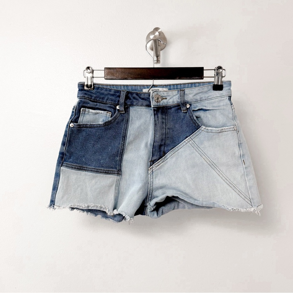Madden‎ NYC Two Tone Color Block Mom Blue Denim Shorts 5